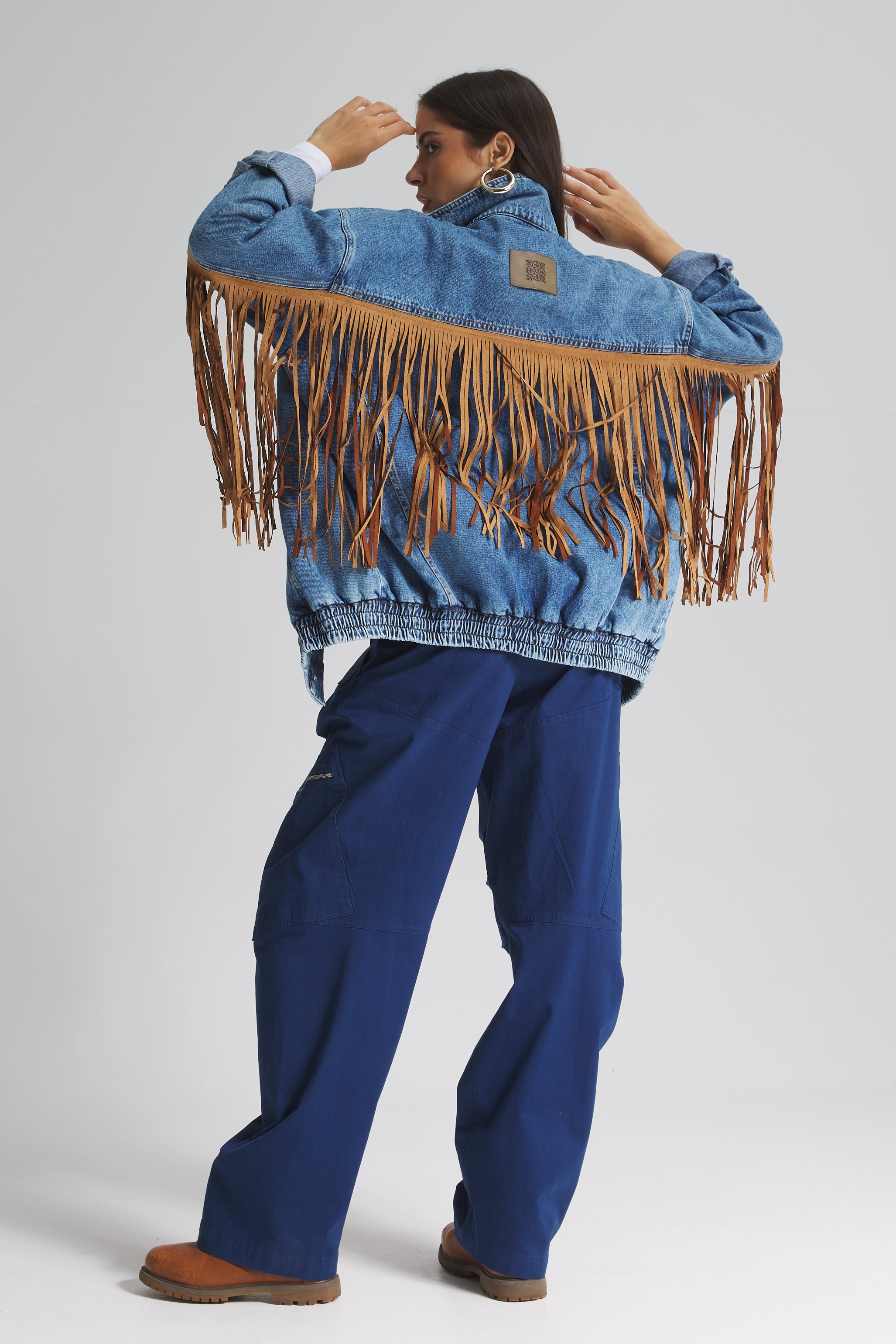 Back Fringes Oversize denim Jacket