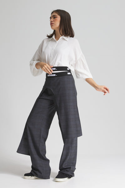 Grey Extra Fabric Double Elastic Waist Pants