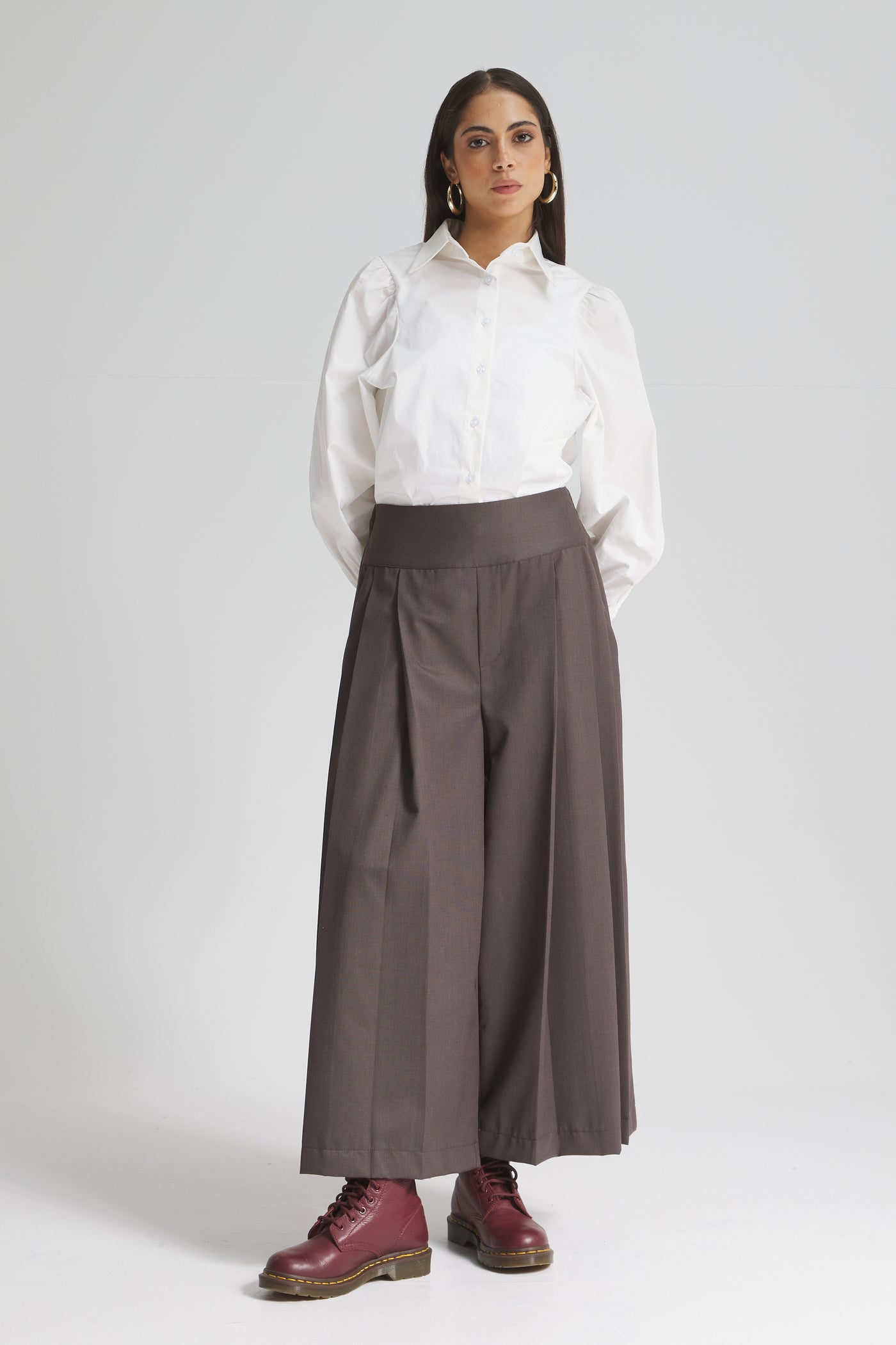 Extra Wide Leg Cropped Brown Pants