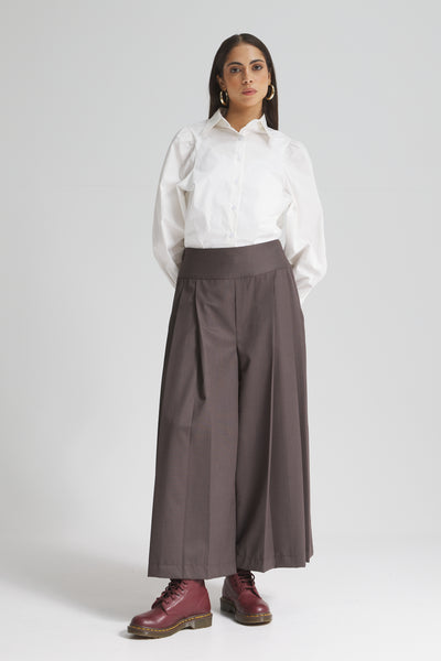 Extra Wide Leg Cropped Brown Pants