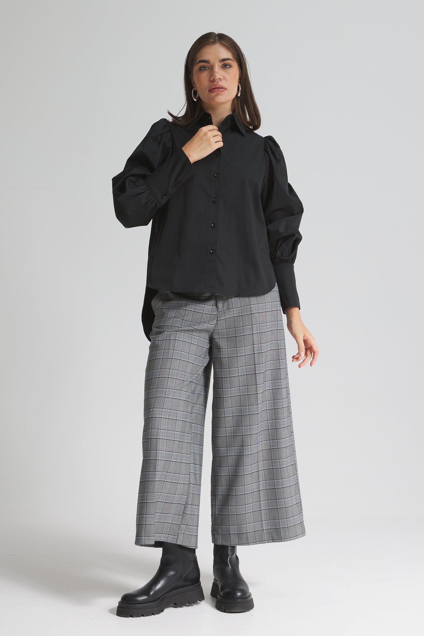 Checker Cropped Wide Leg Pants