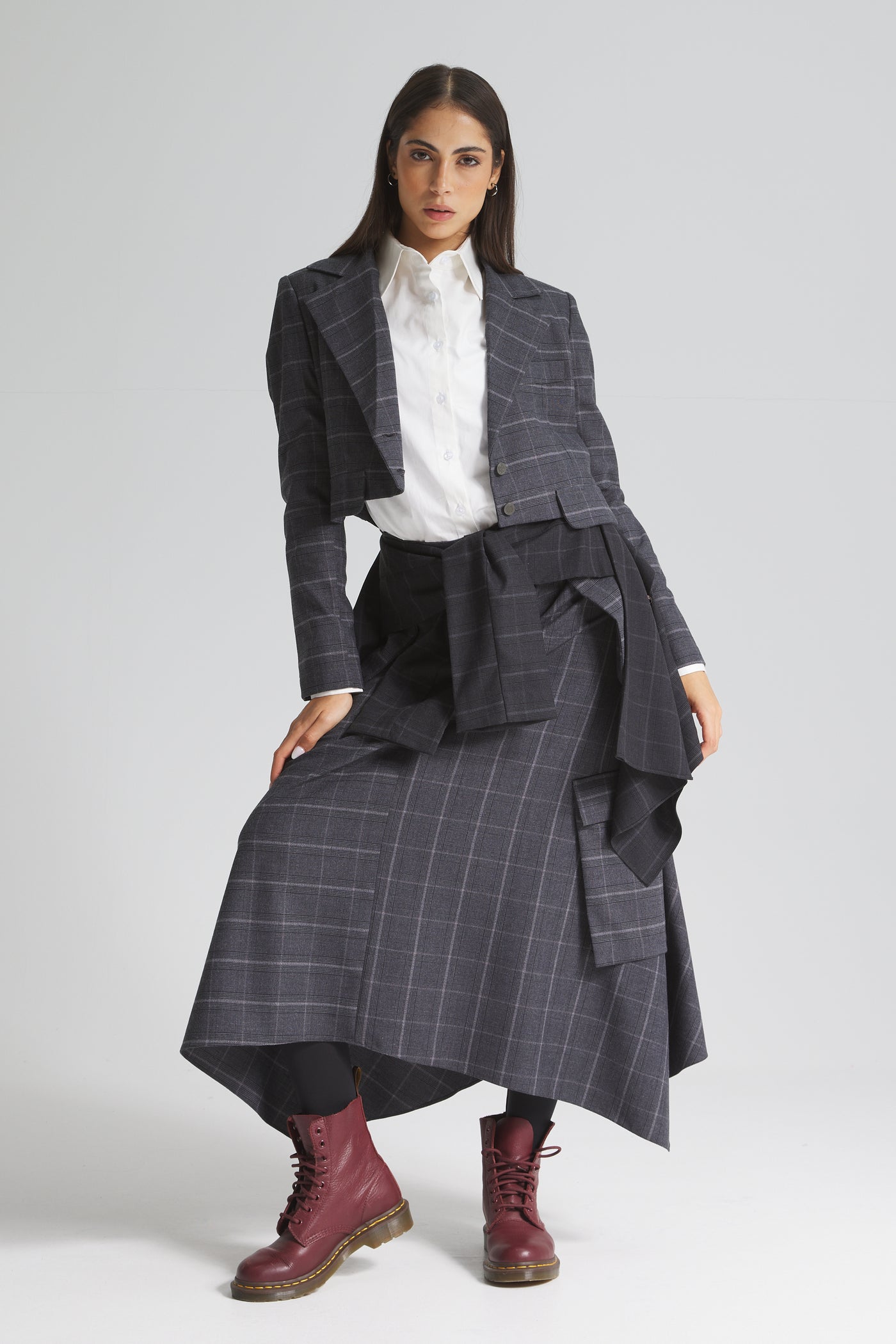 Patchwork Cropped Wraparound blazer