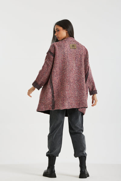 Oversize V Neck Pullover in Pink