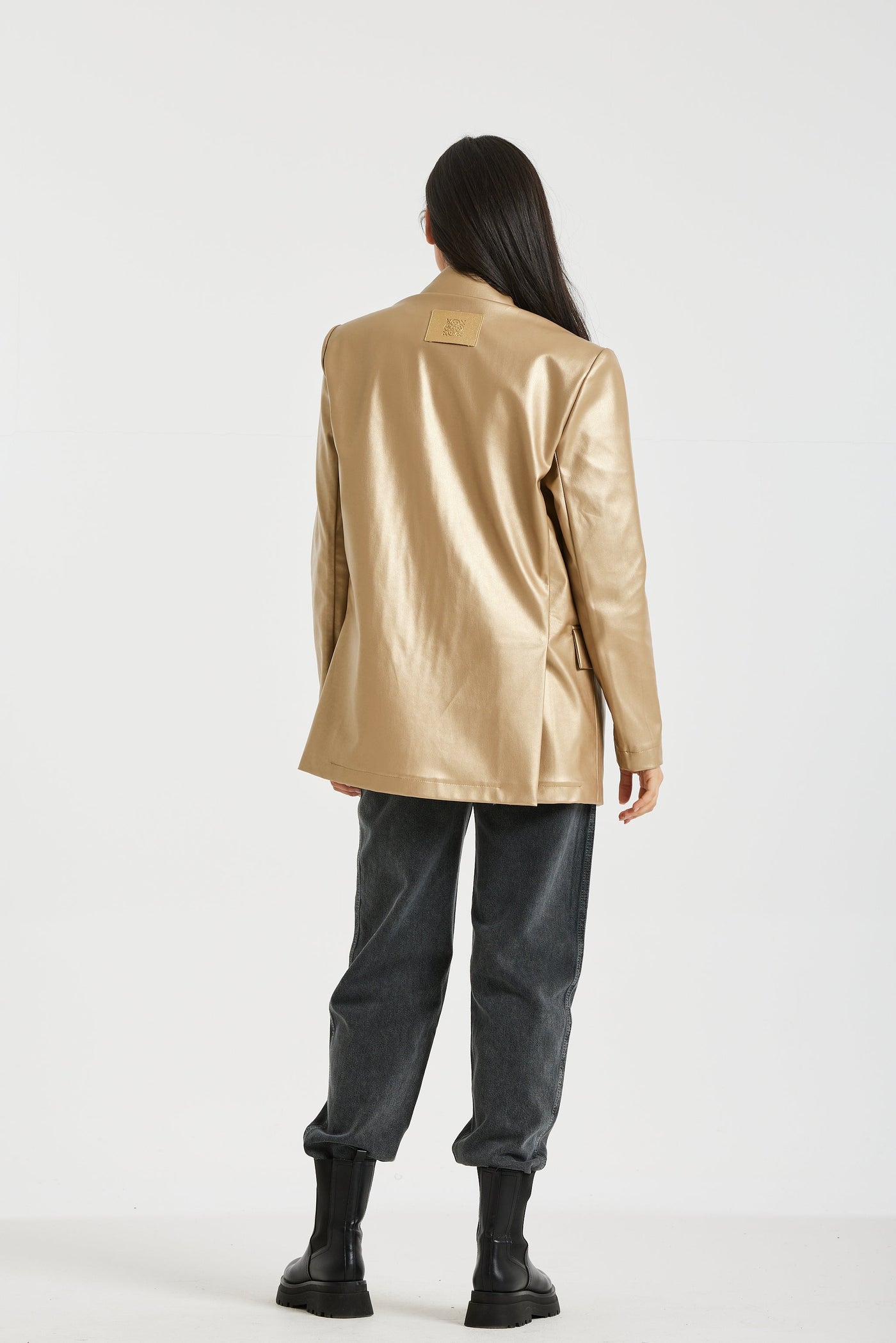 Gold Leather Blazer