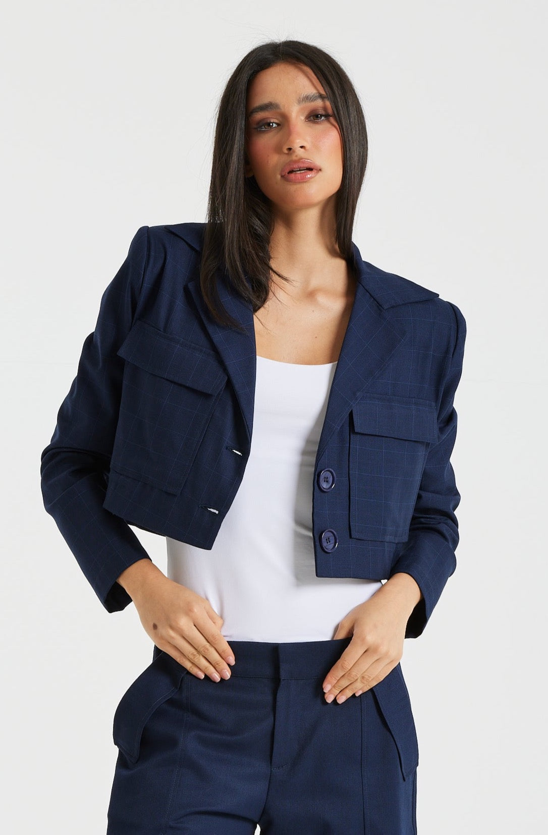 Cropped Big Pockets Blazer