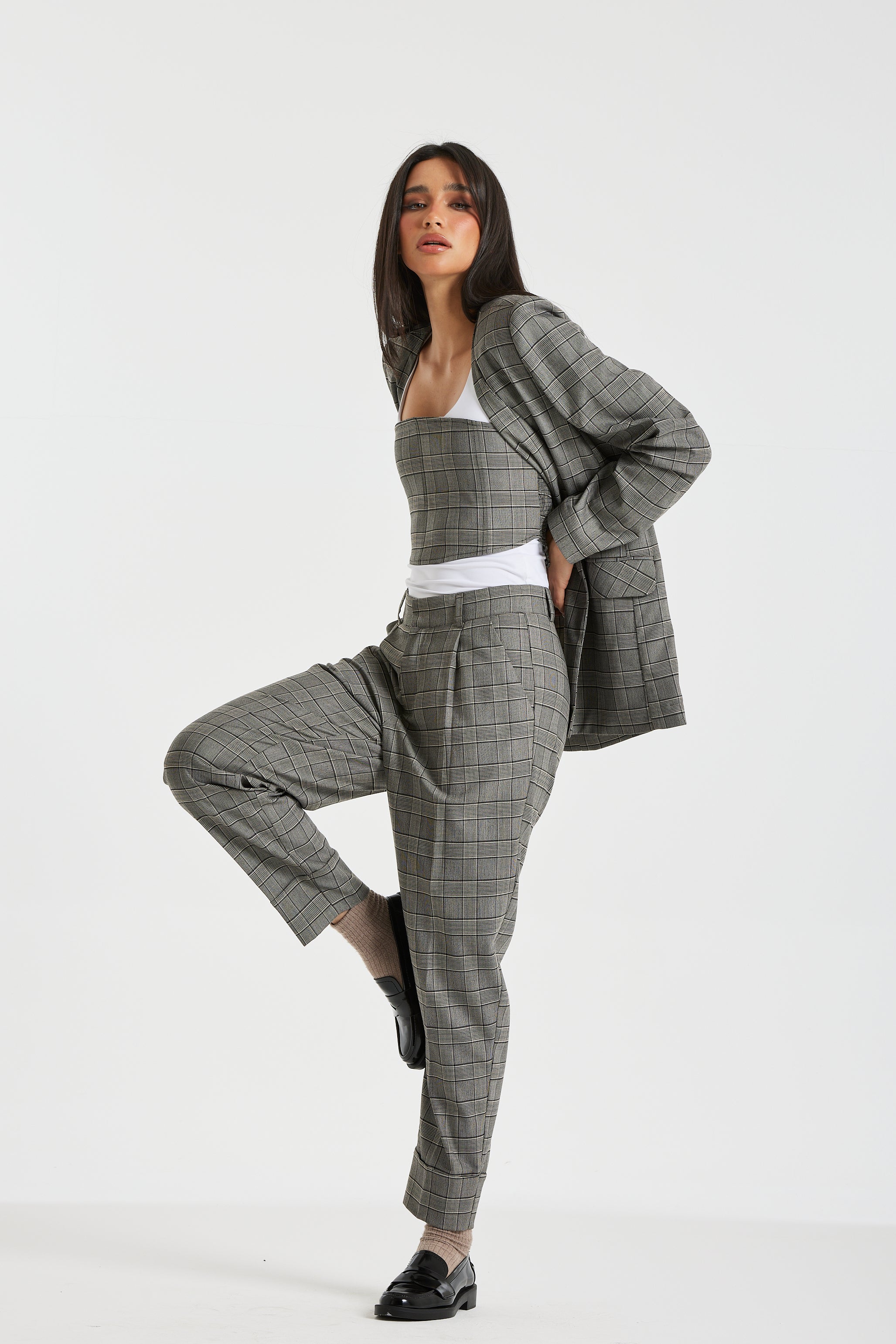 Classic Checker Grey Suit Pants