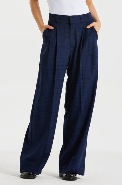 Wide Leg Navy Classic Suit Pants