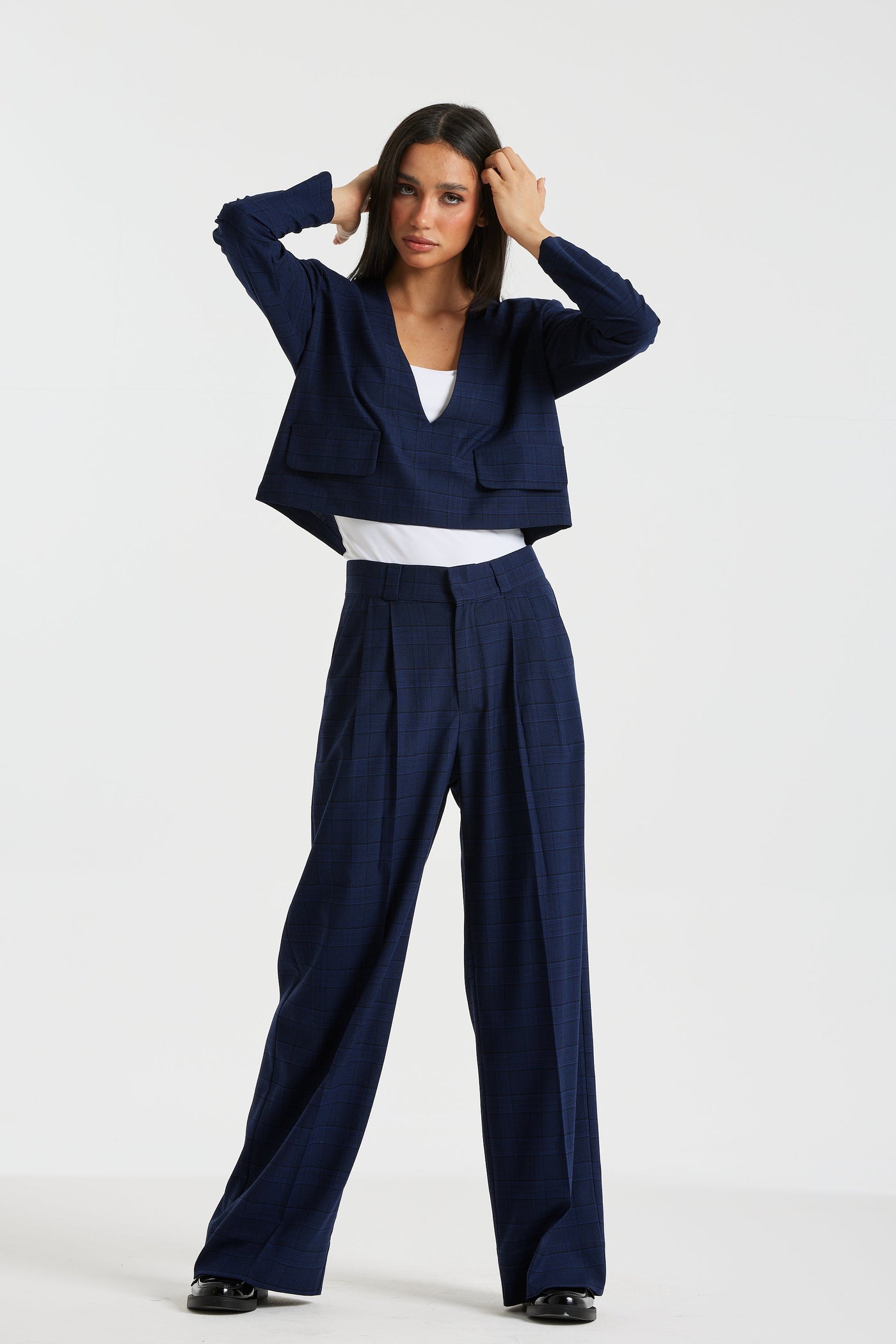 Wide Leg Navy Classic Suit Pants