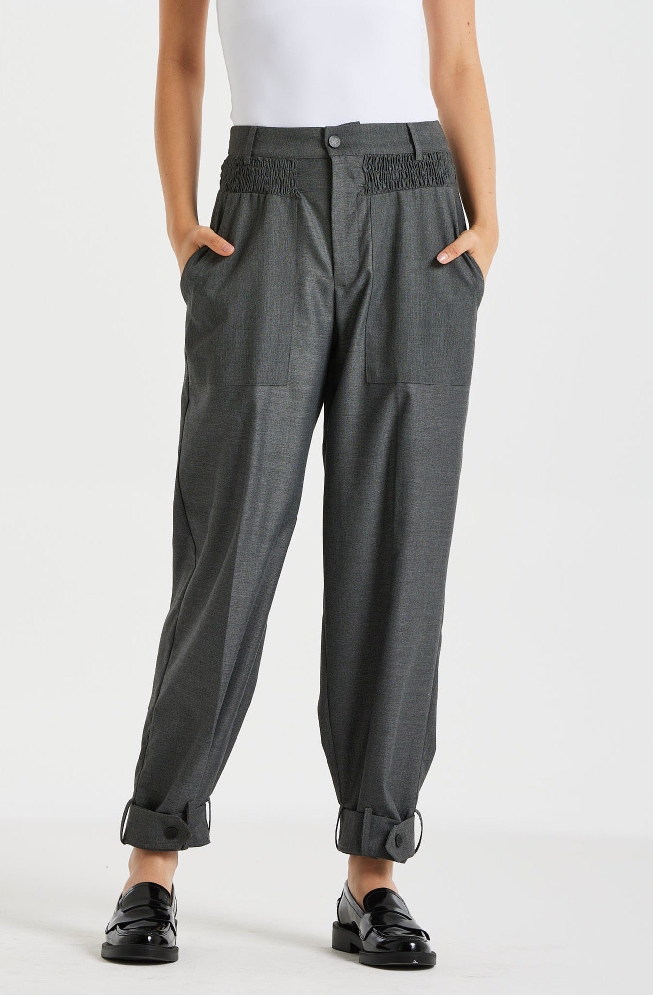 Belted Bottom Legs Suit Pants