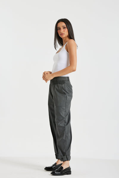 Belted Bottom Legs Suit Pants