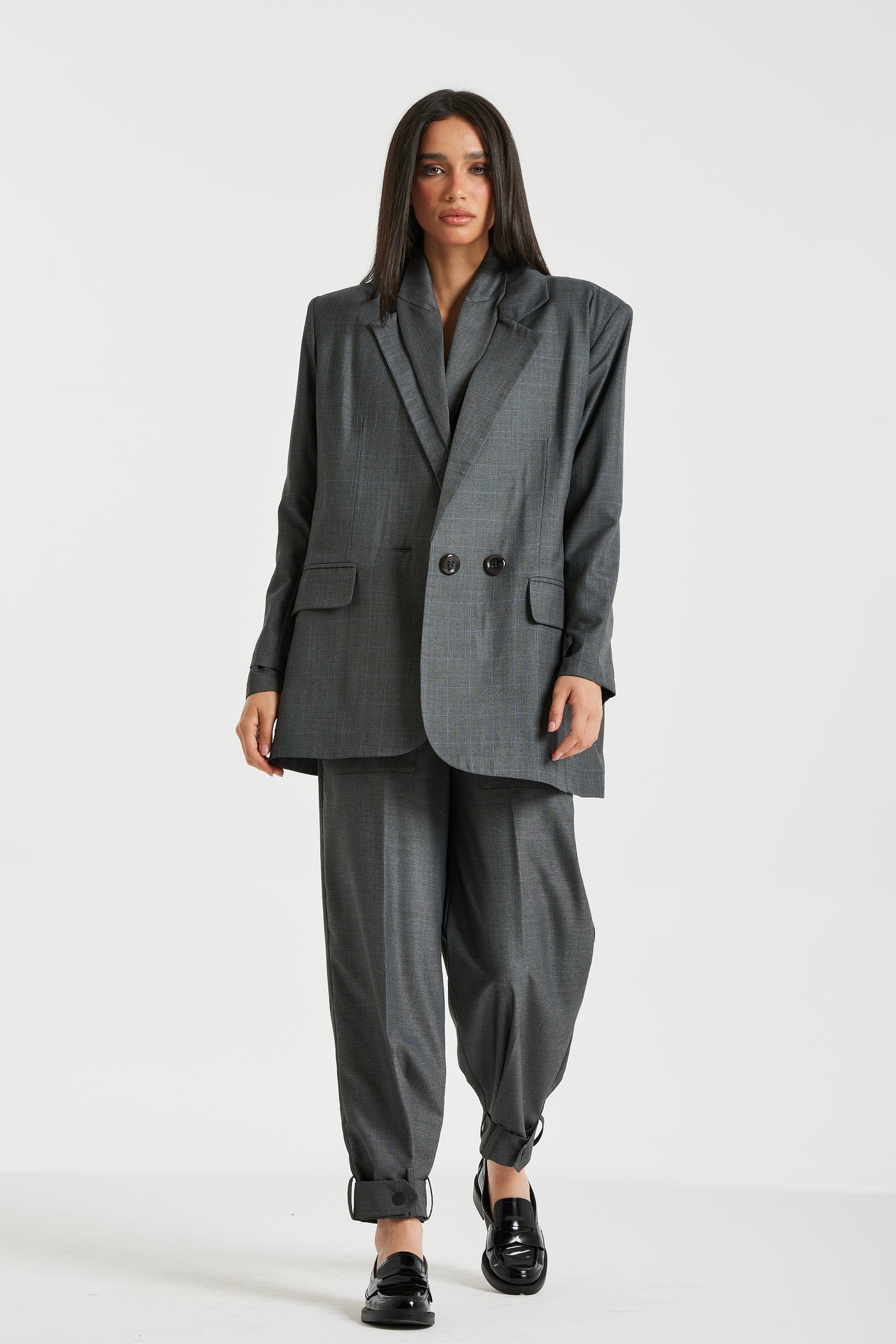 Grandpa Checker Dark Grey Blazer