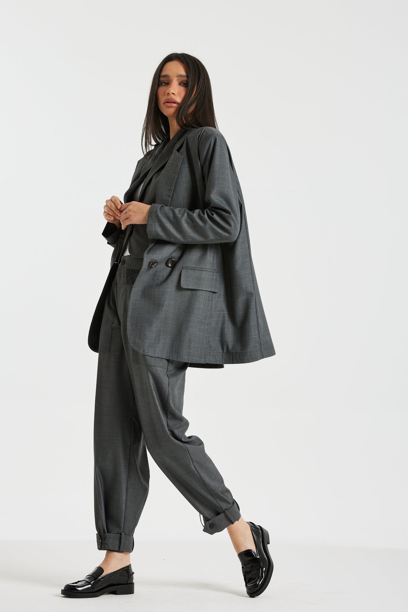 Grandpa Checker Dark Grey Blazer