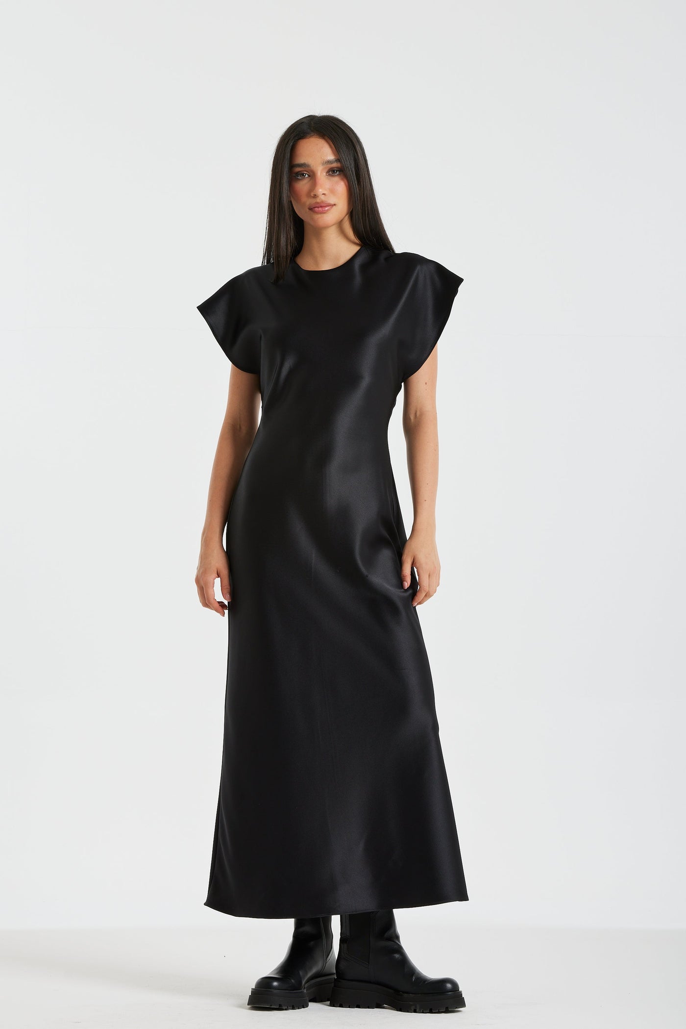 Satin Basic Black Dress