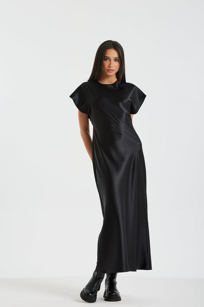 Satin Basic Black Dress