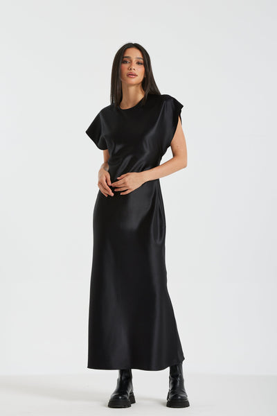 Satin Basic Black Dress