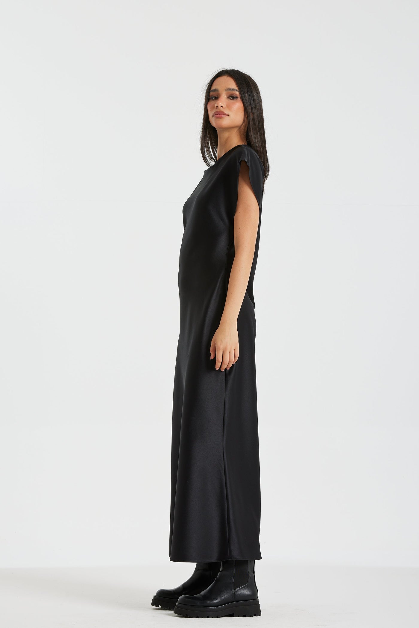 Satin Basic Black Dress