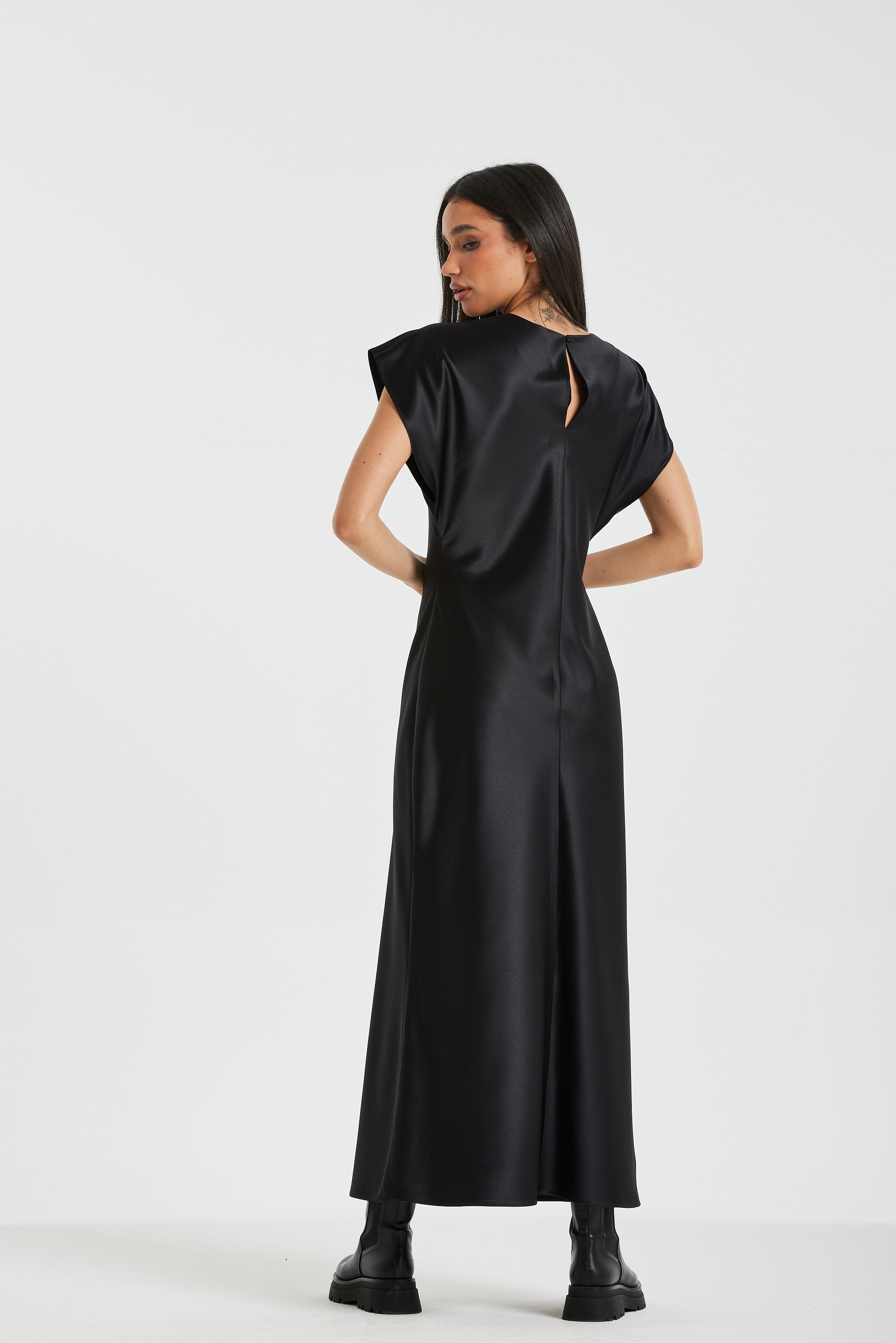 Satin Basic Black Dress