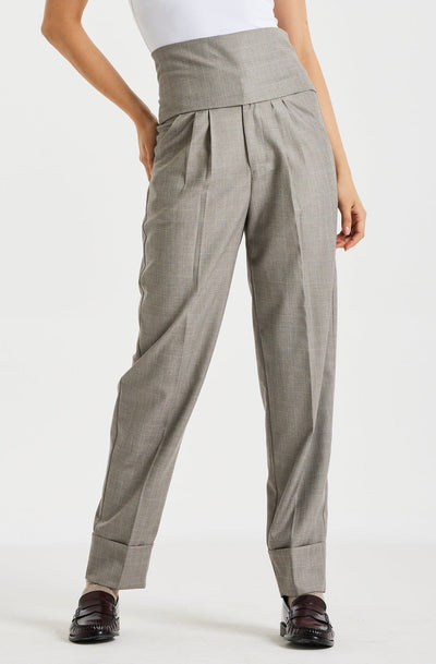 Classical Wide Belt Checker Pants