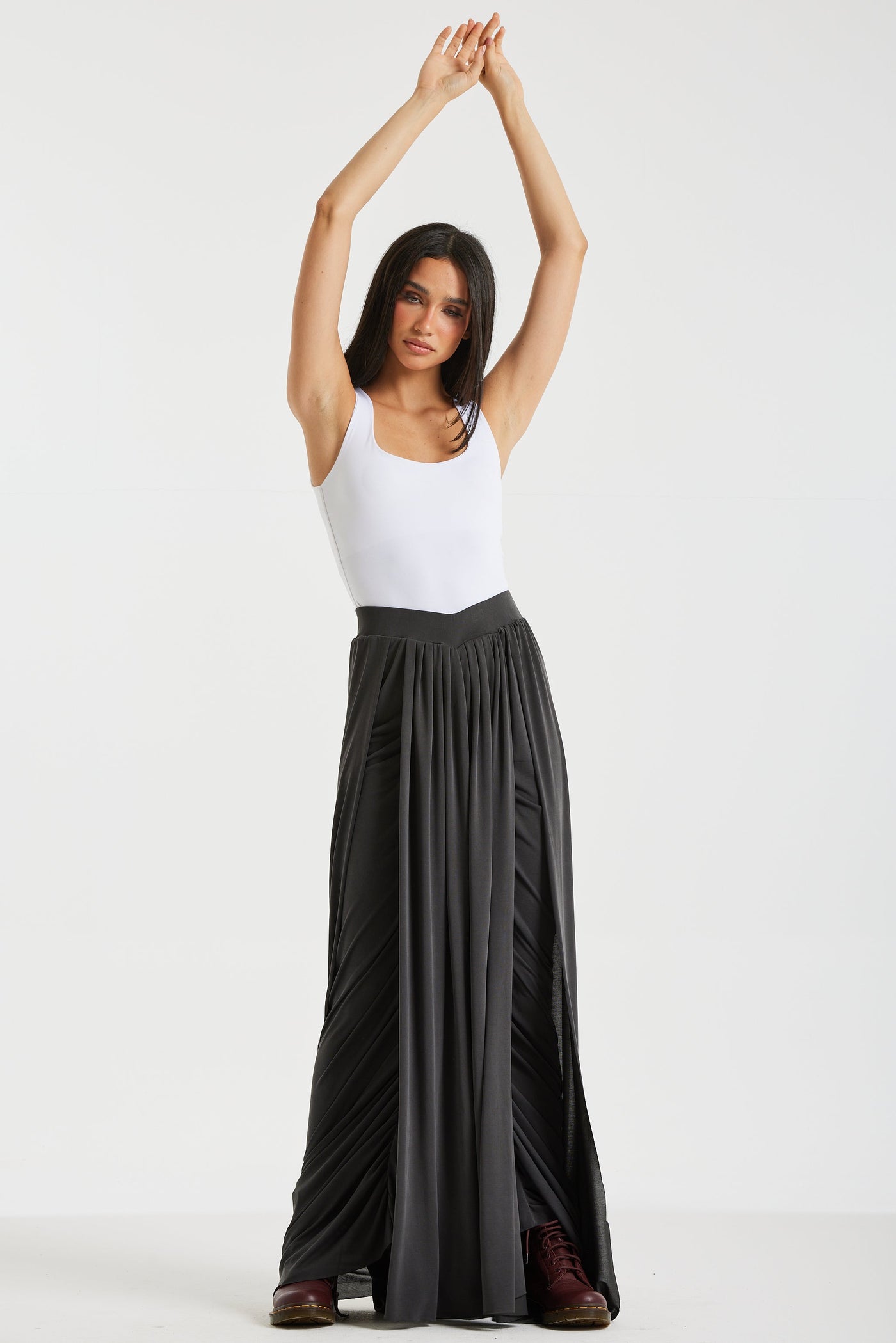 Draped Lycra Skirt In Dark Grey