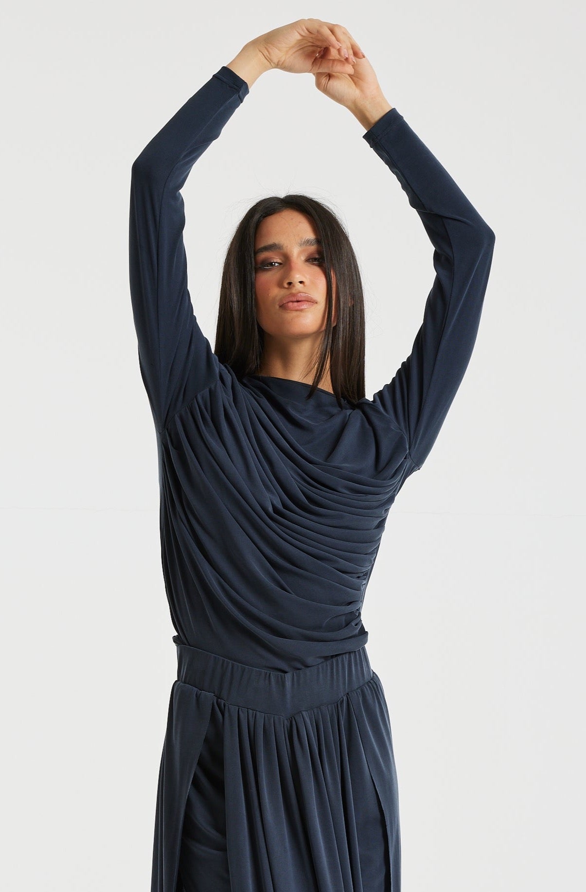 Front Draped Top In Navy