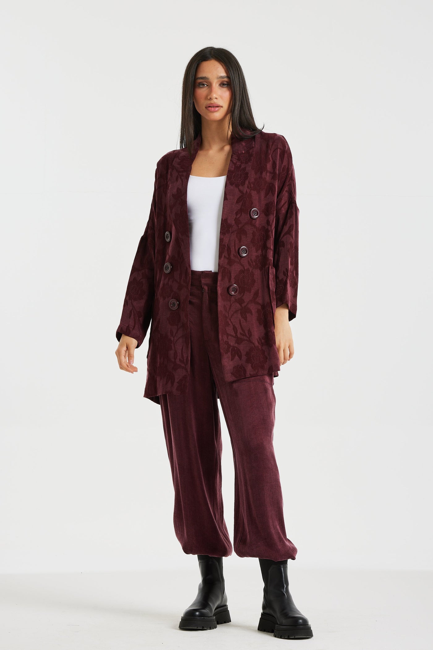 Oversize Silk Burgundy Blazer