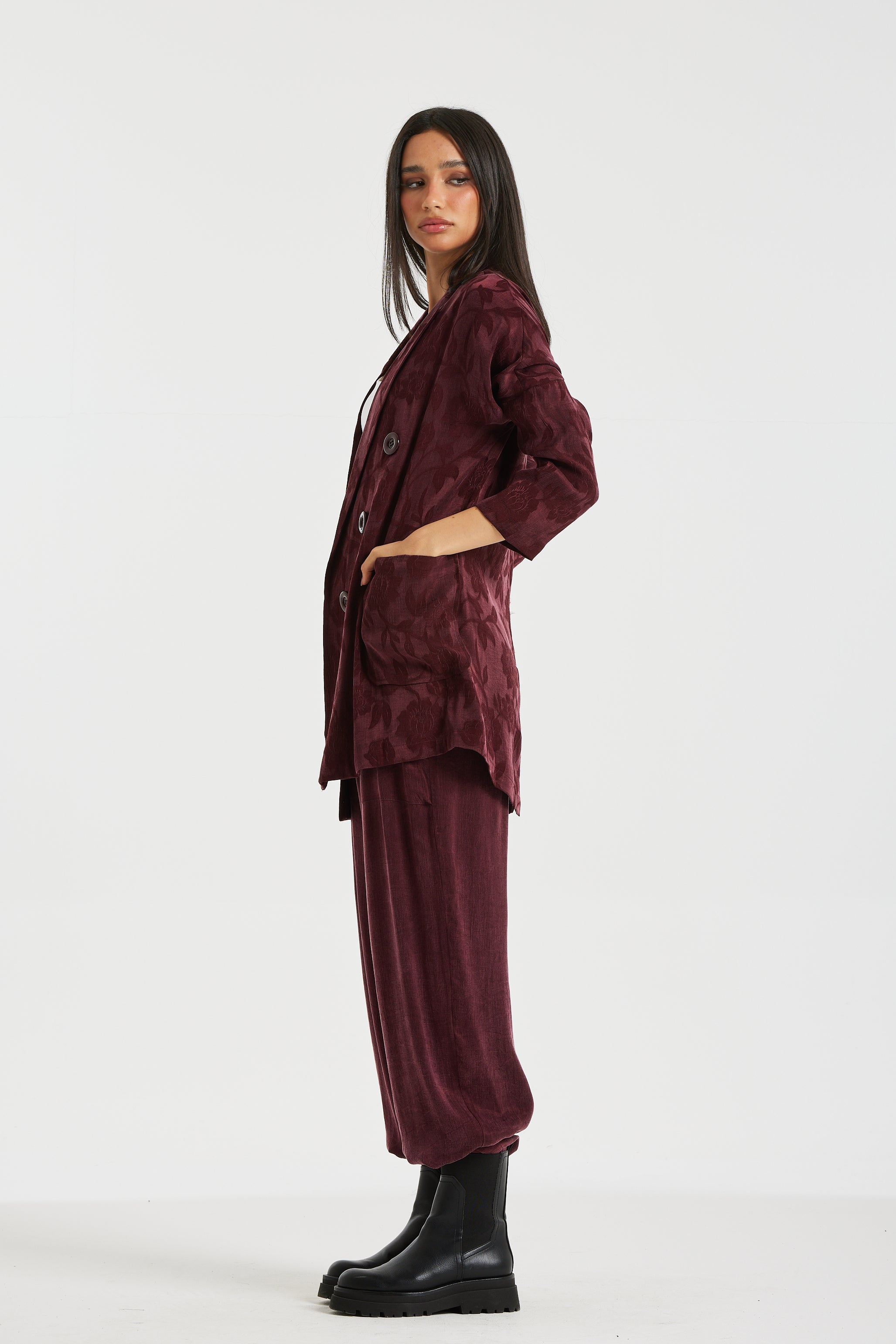 Oversize Silk Burgundy Blazer