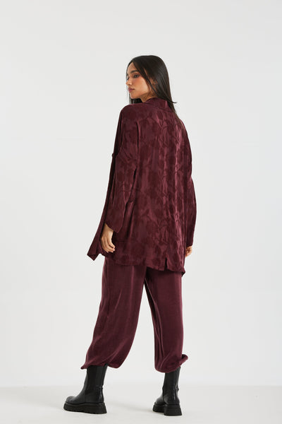 Oversize Silk Burgundy Blazer