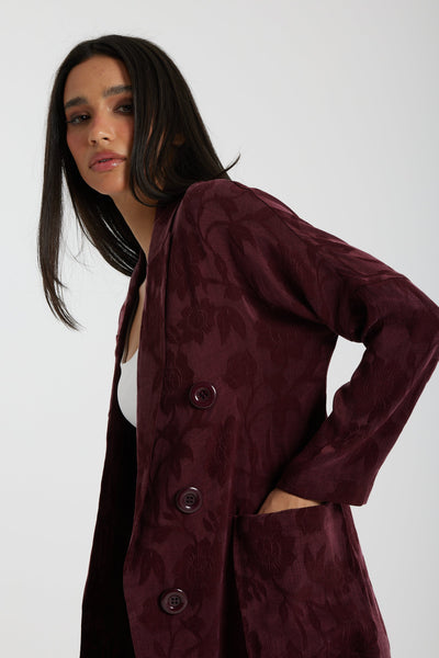 Oversize Silk Burgundy Blazer