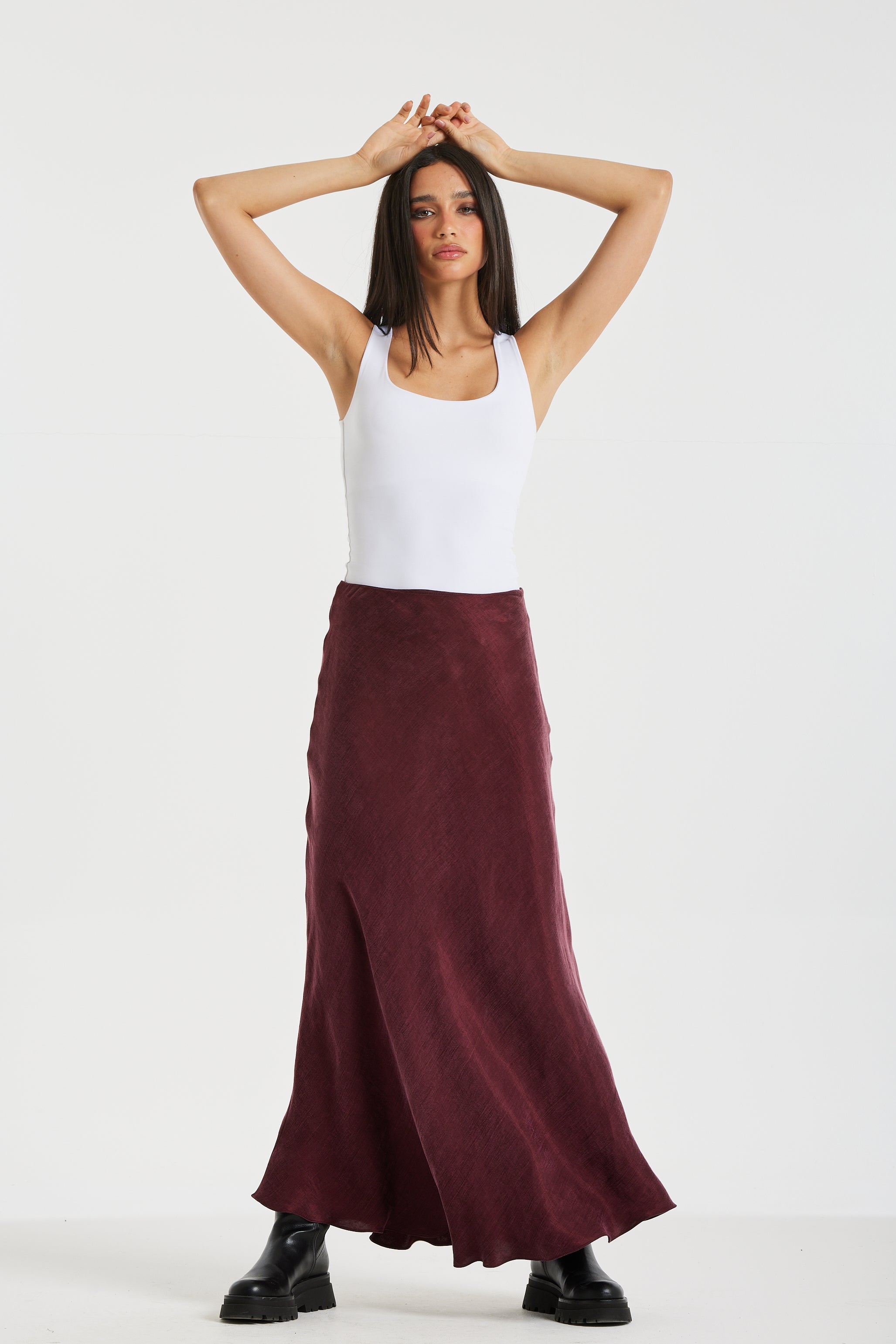 Silk Burgundy Skirt