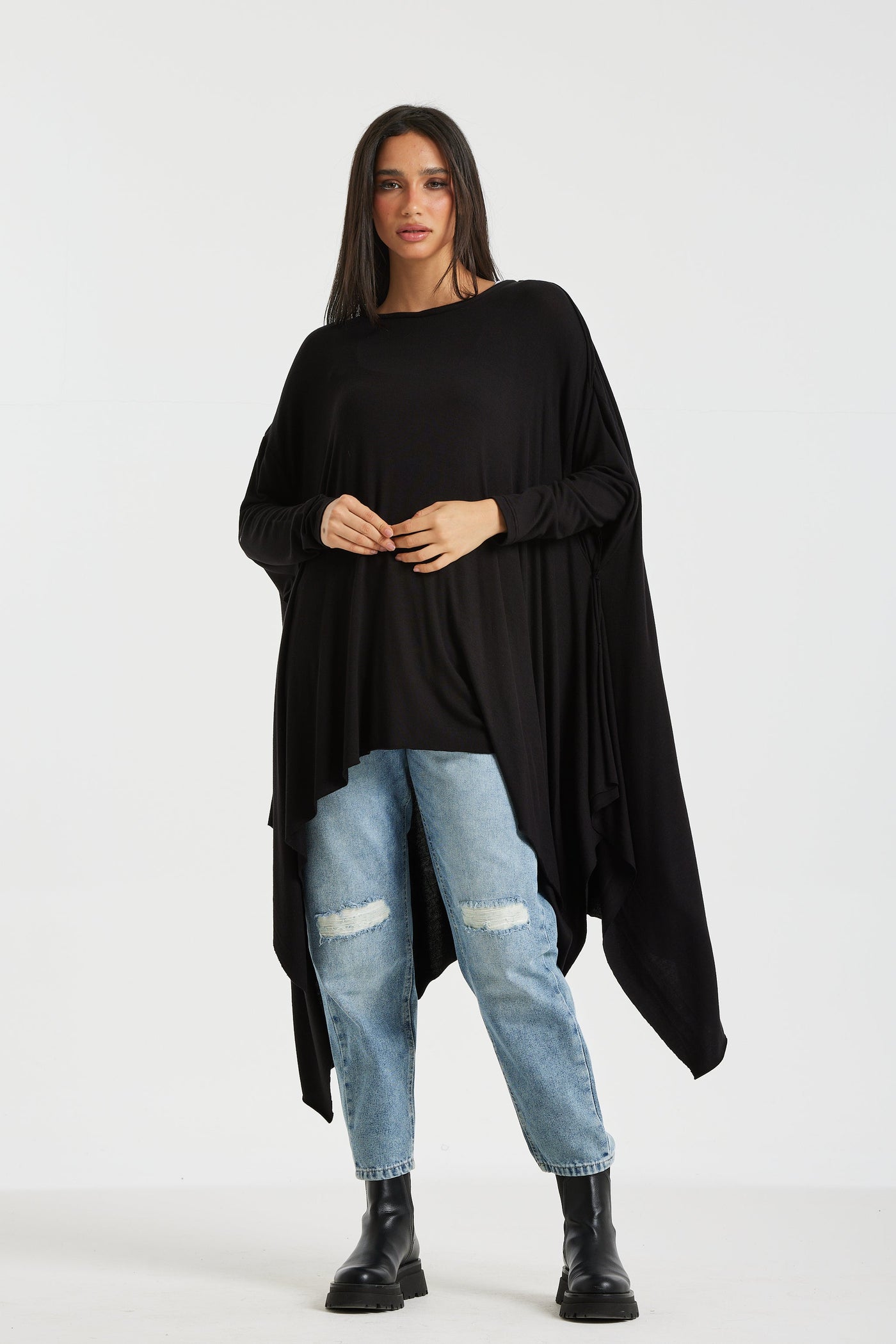 Asymmetrical Long Top In Black