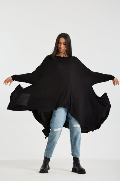 Asymmetrical Long Top In Black
