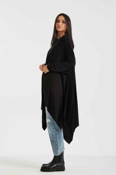 Asymmetrical Long Top In Black