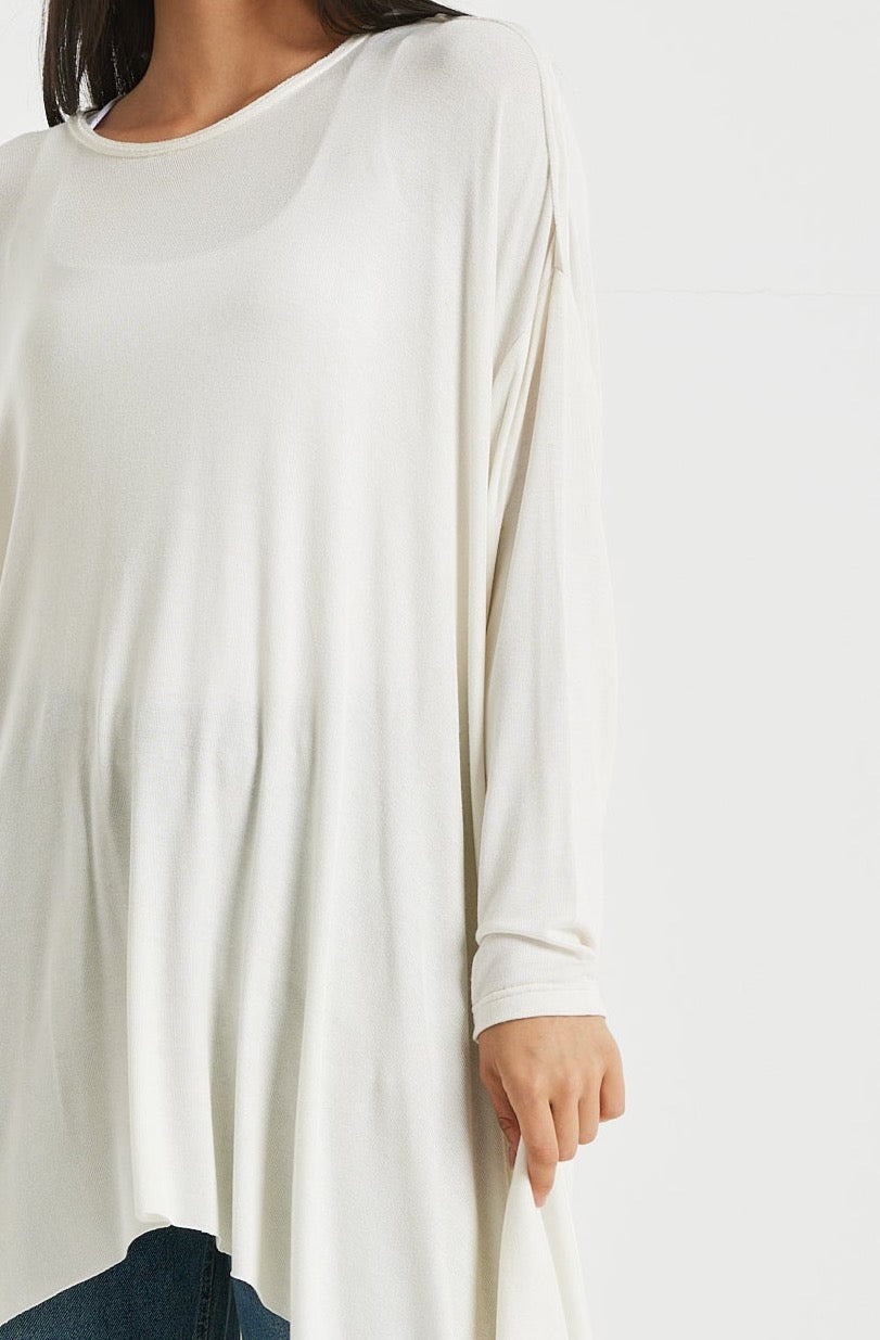 Asymmetrical Long Top In Off White