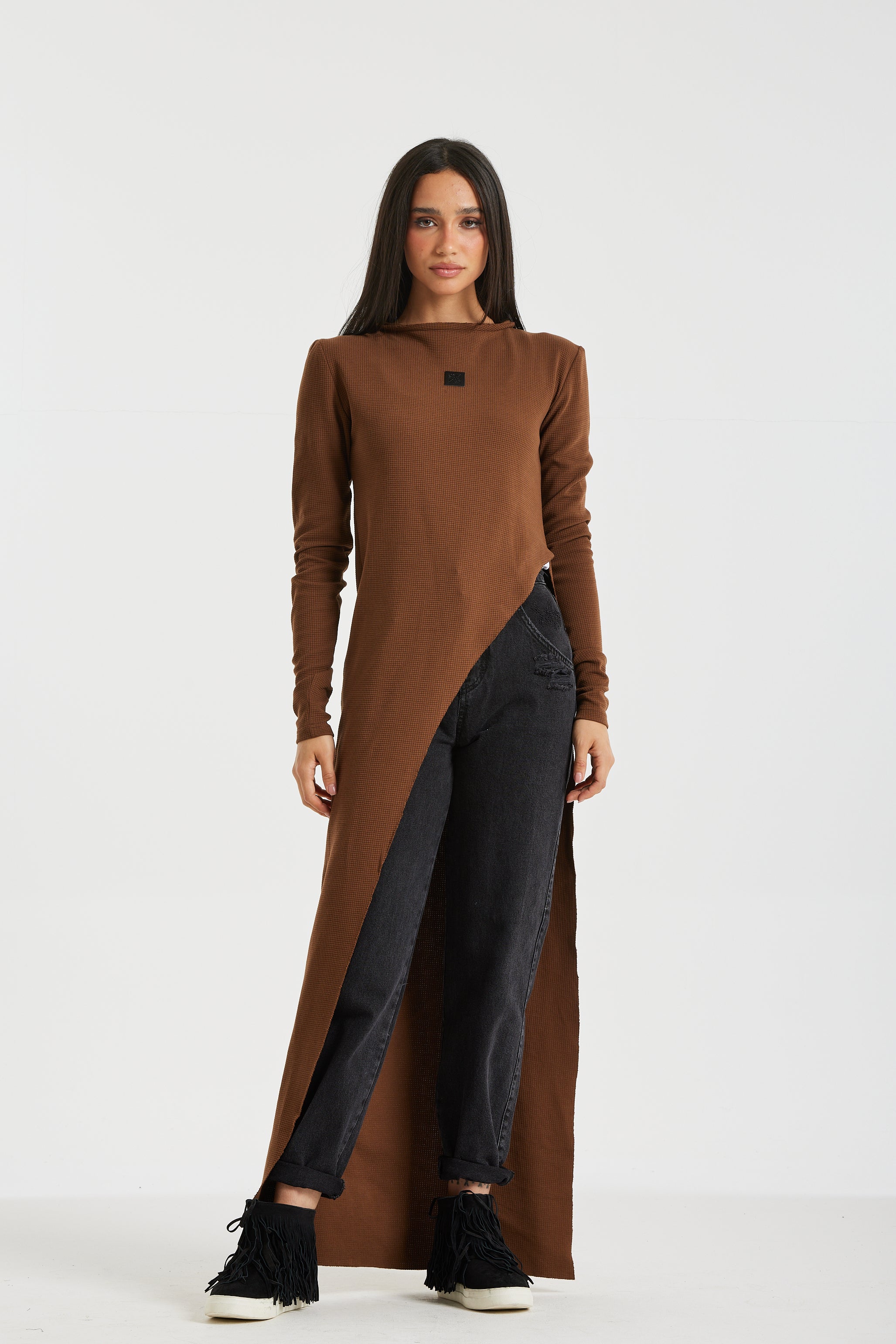Maxi Side Basic Top In Brown