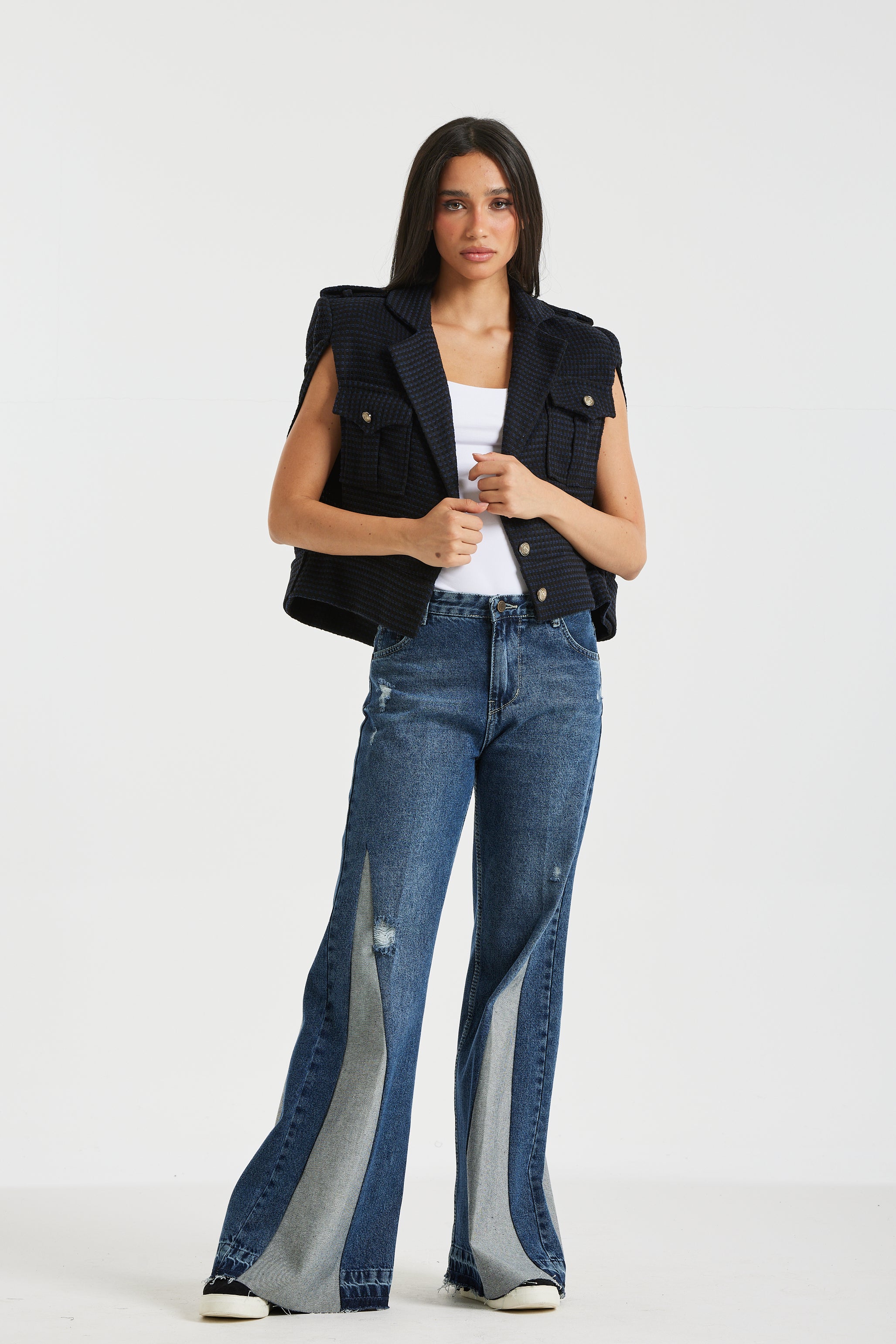 Patchwork extra flared Jeans