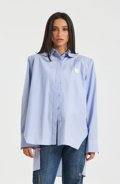 Bold Shoulders Shirt In Sky Blue