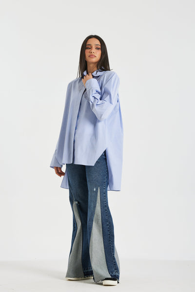 Bold Shoulders Shirt In Sky Blue