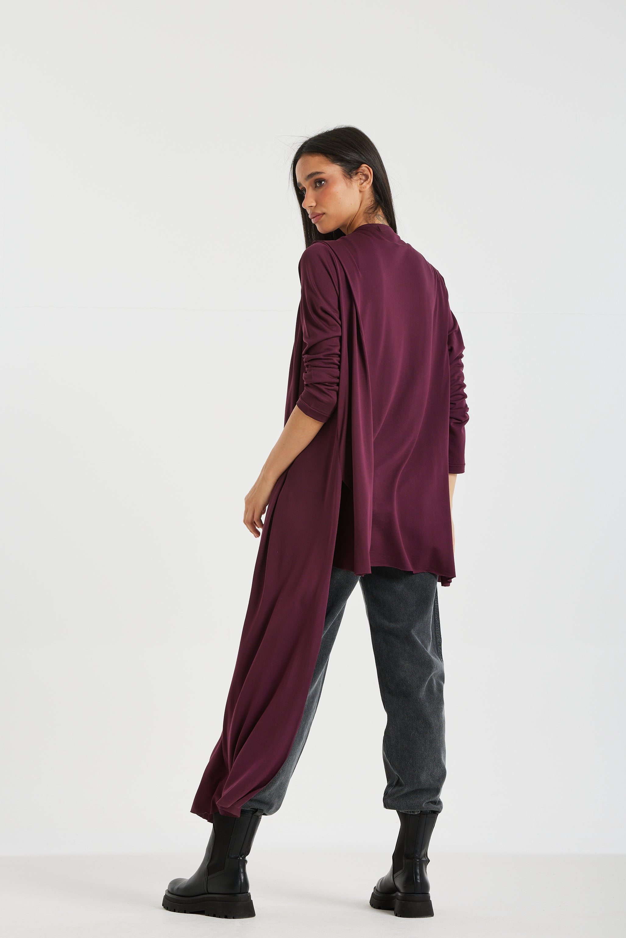 Maxi Side Draped Top in Burgundy