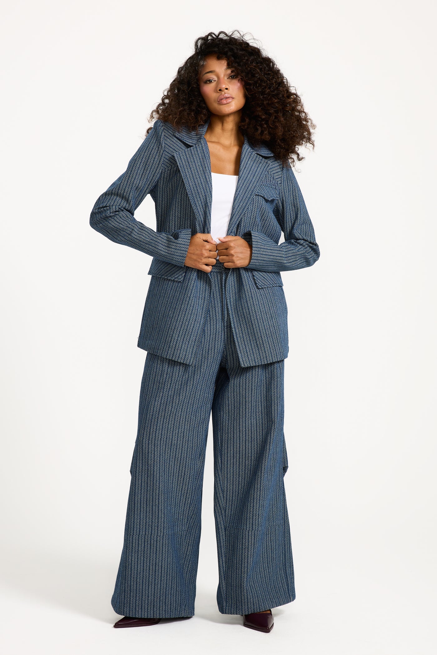 Striped Denim Twisted Back Denim