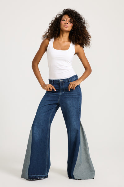 Super Flared Patchwork Denim