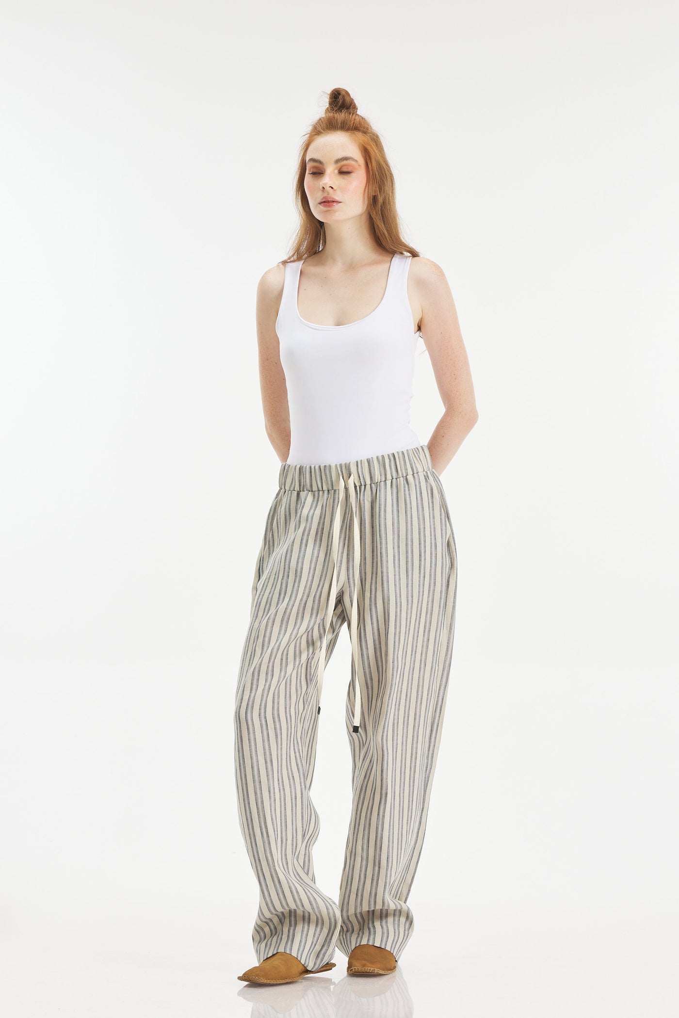 Stripped linen pants