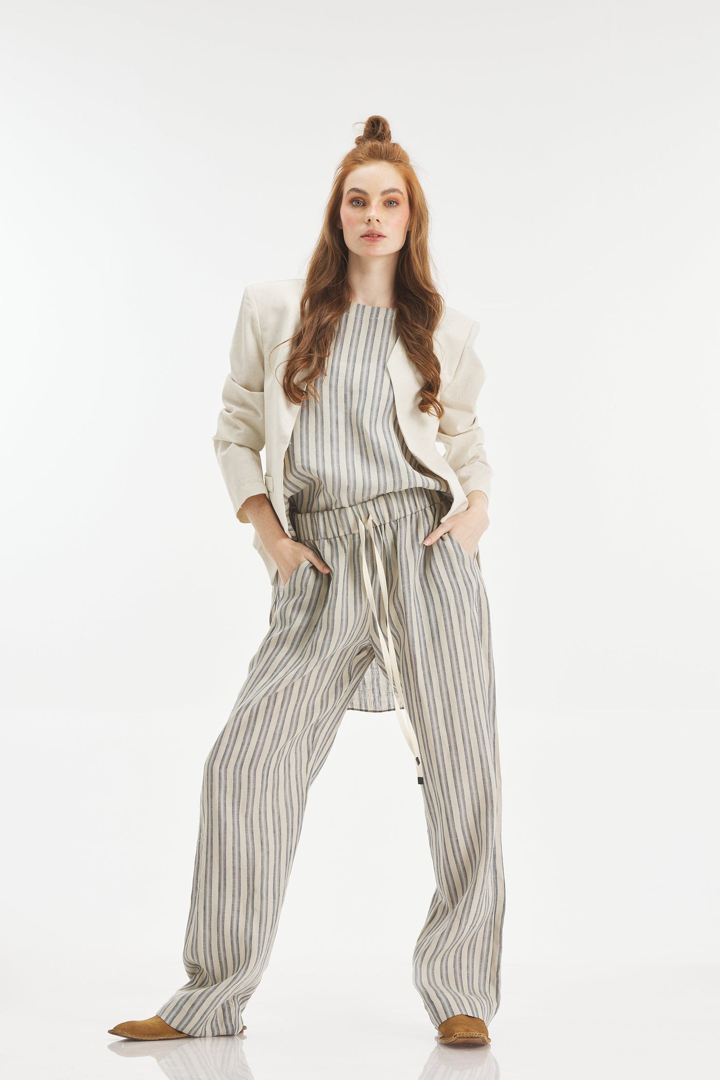 Stripped linen pants