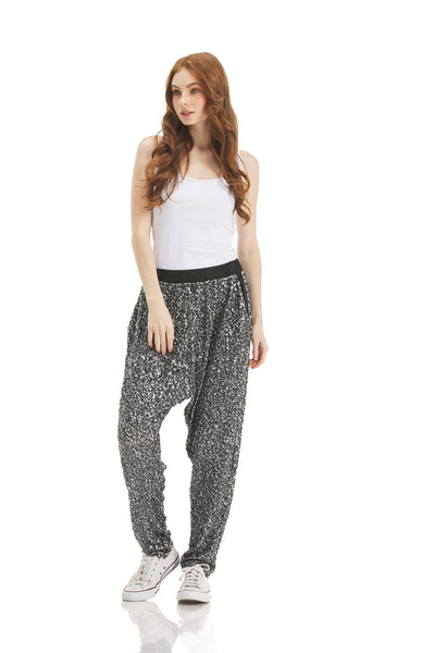 Low crotch sequin pants