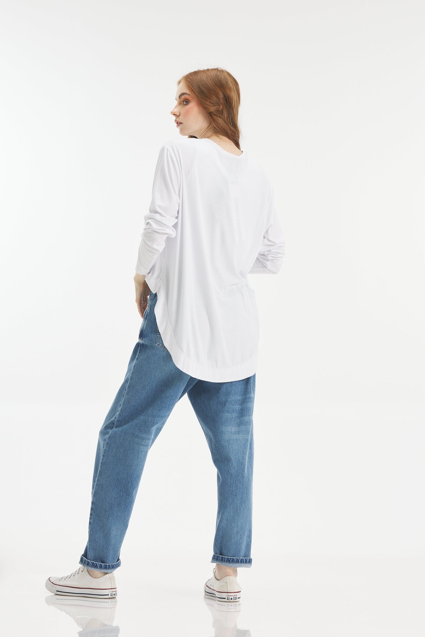 Ribbed Basic T-Shirt In White