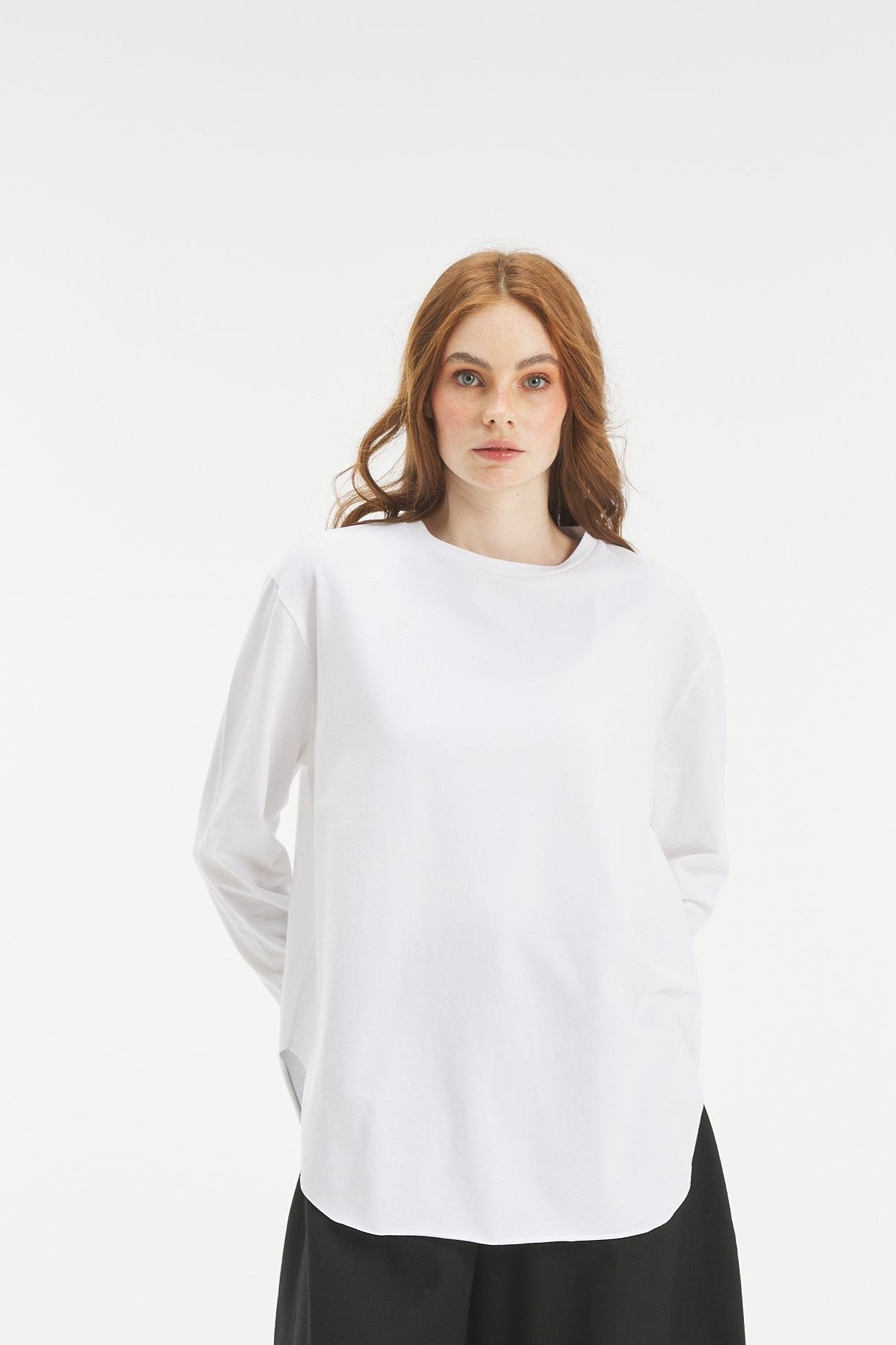 Rounded Hem White T-shirt