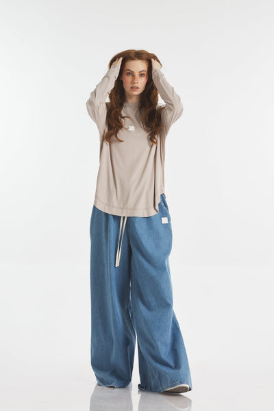 Ribbed Basic T-Shirt In Nude