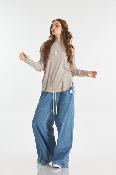 Ribbed Basic T-Shirt In Nude