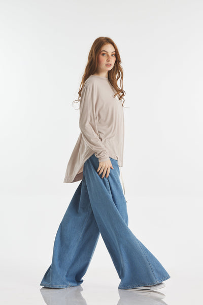Ribbed Basic T-Shirt In Nude