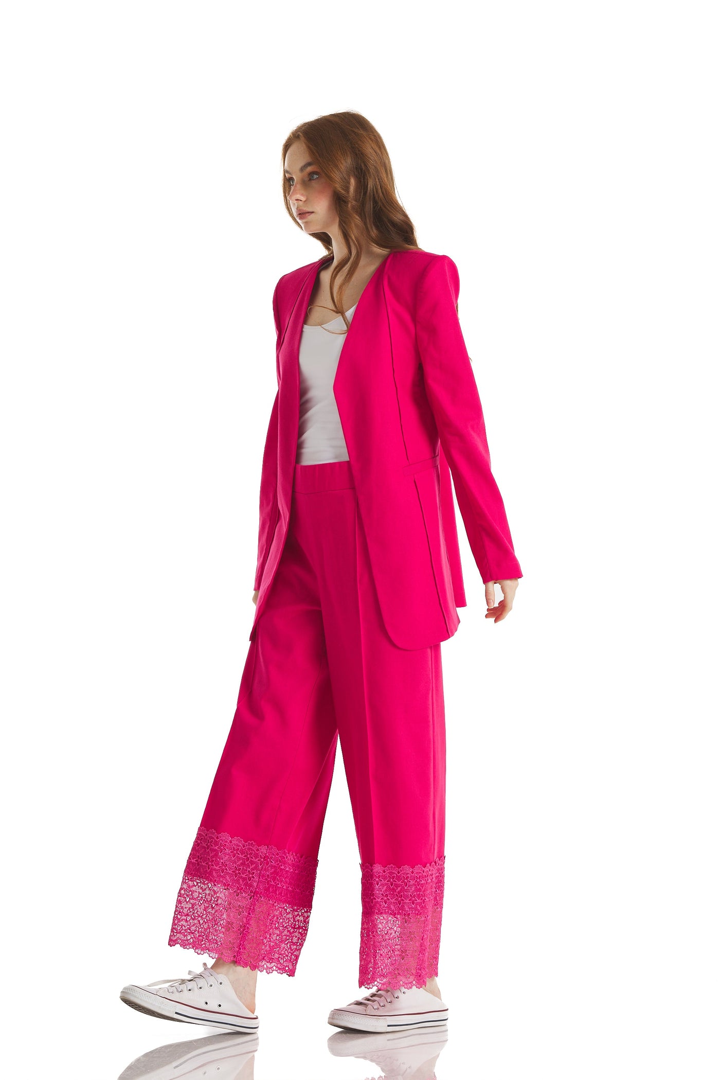 Flowers hem linen pants