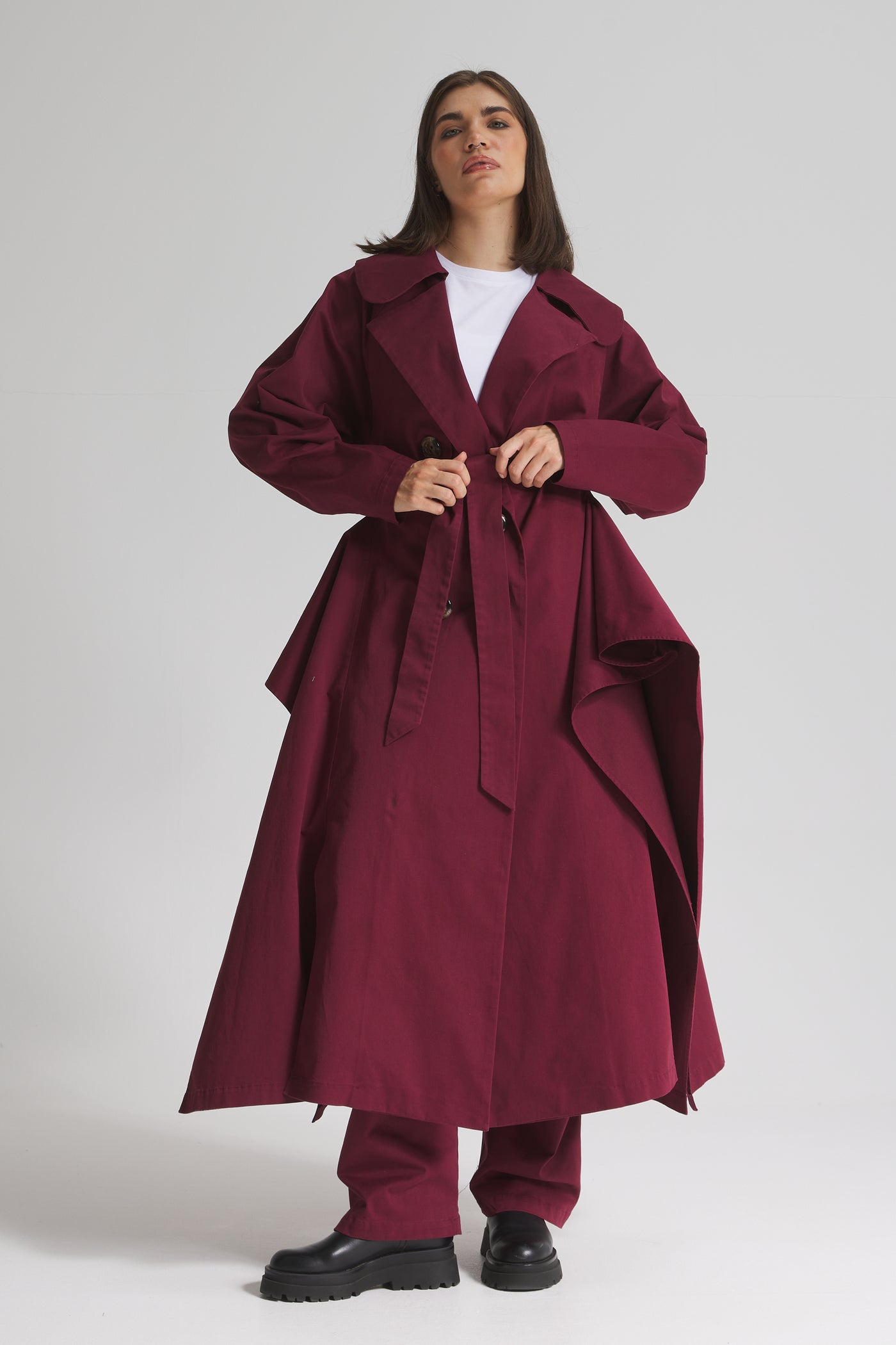 Burgundy Trench Coat